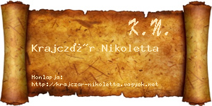 Krajczár Nikoletta névjegykártya